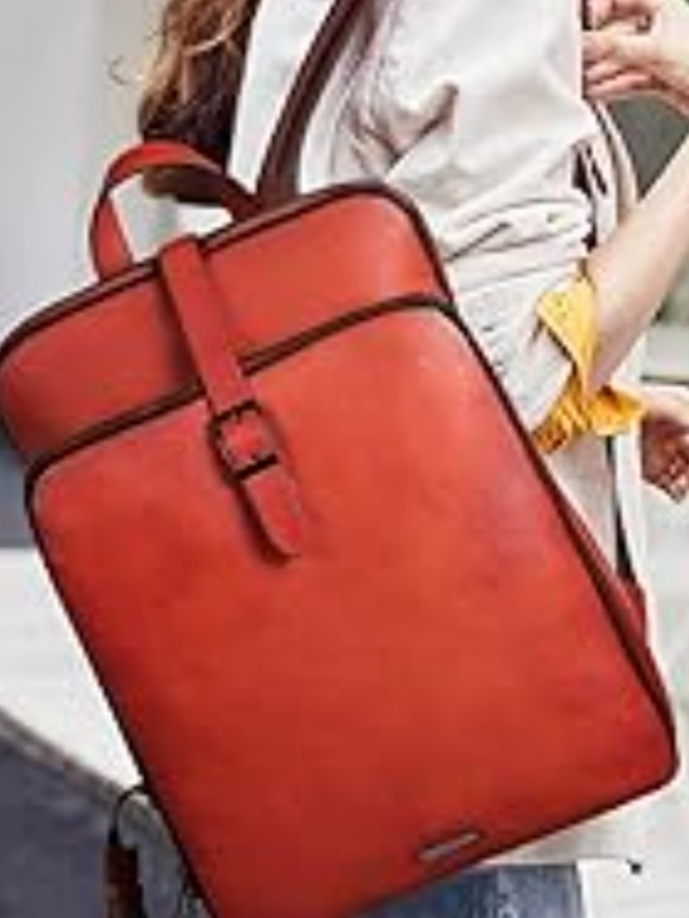 CLUCI Brown Leather Backpack Women Travel Laptop Bag Buckle Zip Medium